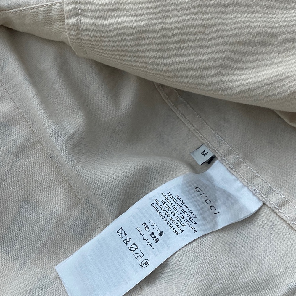 Gucci Beige Logo-Print Denim Jacket with Gold Buttons - Picture 6 of 6
